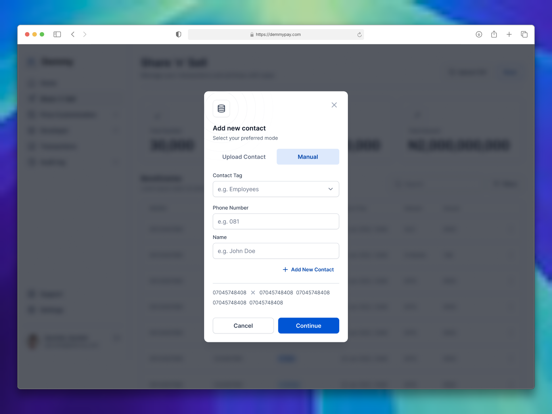 Manual Contact Addition